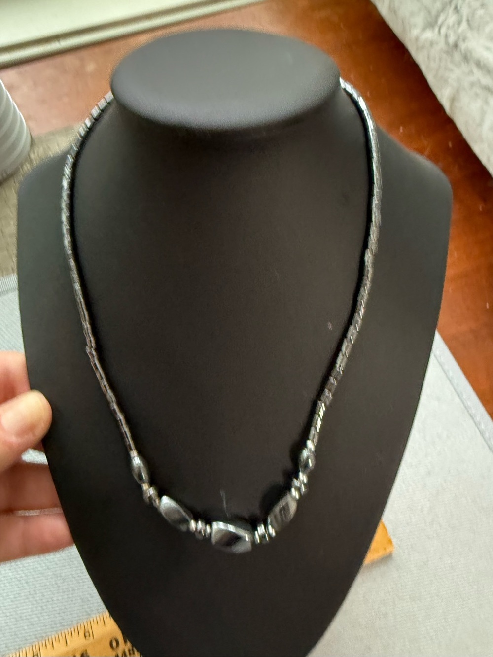 Black Hematite Bead Necklace barrel clasp